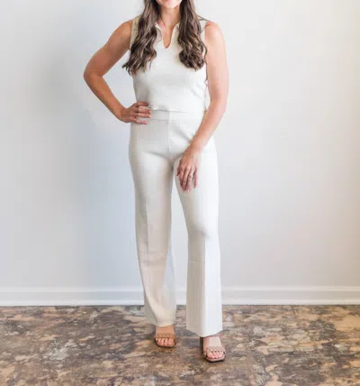 Fate Sydney Tank Top And Wide Leg Pants Matching Set In Cream In White