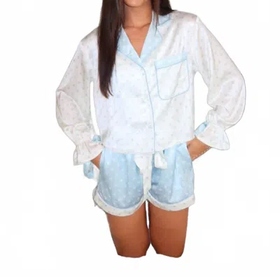 Peach Love Polka Dot Pajama Set In Blue In Blue