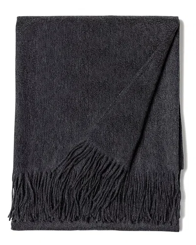 Sofiacashmere Woven Cashmere Fringed Throw In Black