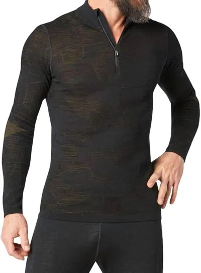 Smartwool Intraknit Merino 200 Pattern Quarter Zip Top In Black/military Olive Camo In Black