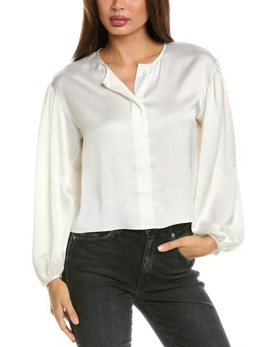 Frame Cropped Volume Sleeve Blouse In White