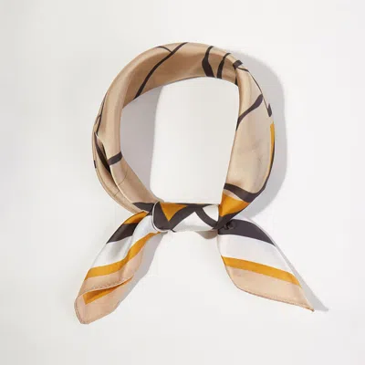 Truedames Abstract Rose Printed Square Silky Satin Bandana Scarf In Neutral