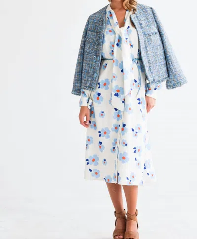 Never A Wallflower Tweed Boxy Jacket In Blue In Blue