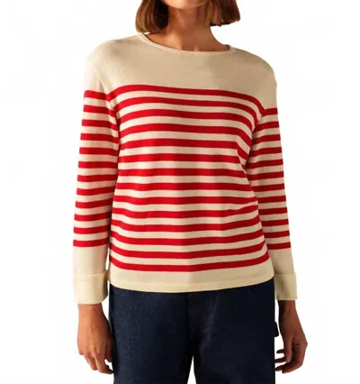 Saint James Ecrins Striped Jumper In Ecume/tulipe In Multi