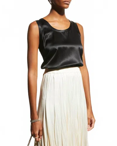 Lafayette 148 Perla Luxe Reversible Silk Charmeuse Blouse In Black In Black