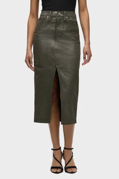 Hudson Reconstructed Midi Skirt In Cypress Glitter In Green