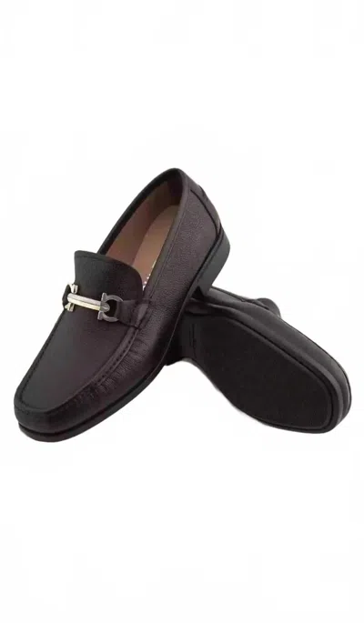 Ferragamo Grandioso Leather Loafer With Gancini Detail In Brown