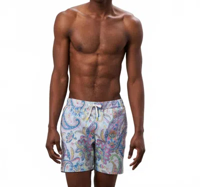 Hartford Printed Seersucker Swim Shorts In Blue In Blue