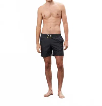 Hartford Linen Swim Short In Charcoal In Pink