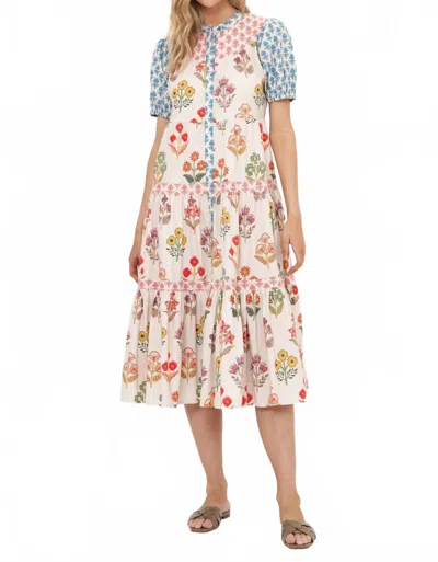 Oliphant Scoop Tiered Midi Dress In Provence Blue In Blue