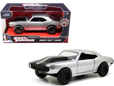 Jada Roman's Chevrolet Camaro Z/28 Silver With Black Stripes "fast & Furious 7" (2015) Movie 1/32 Diecast In Blue