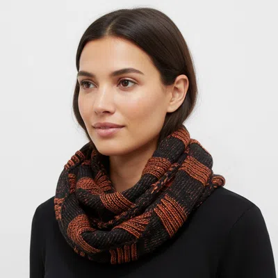Truedames Striped Textured Knit Infinity Scarf In Brown