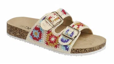 Forever Link Women's Double Buckle Bacon Flat Sandals In Beige Multi In Multi