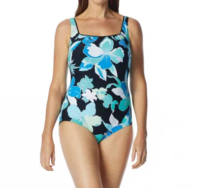 Roxanne Dd-cup Square Neck One Piece Swimsuit In Rox Garden City In Blue