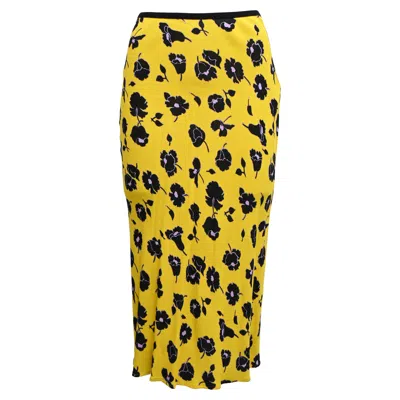 Diane Von Furstenberg Floral-print Midi Skirt In Yellow Viscose In Yellow