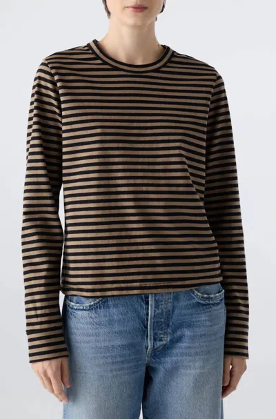 Amo Long Sleeve Love Tee In Sand/black Stripe In Multi