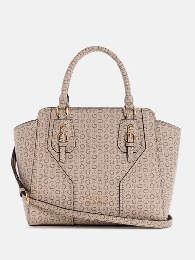 Guess Factory Gemma Logo Satchel In Brown