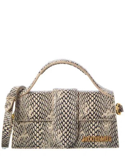 Jacquemus The Bambino Cobra-embossed Leather Shoulder Bag In White