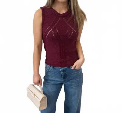 Bishop + Young Muse Pointelle Knit Tank Top In Crimson In Burgundy