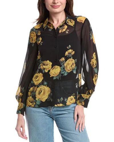 Alice And Olivia Candace Blouson Sleeve Top In Multi