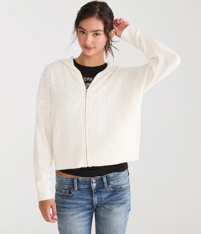 Aéropostale Cozy Pointelle Full-zip Sweater Hoodie In Multi