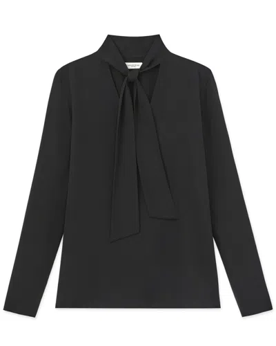 Lafayette 148 New York Plus Tie Collar Silk Blouse In Multi
