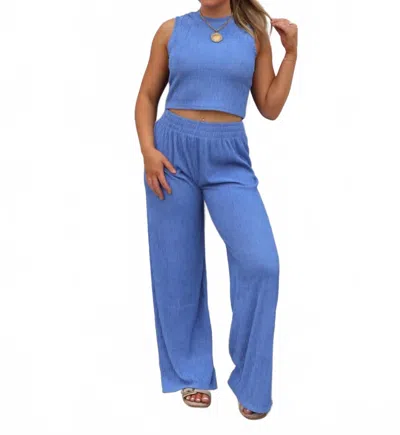 Love Poem Iris Two Piece Pant Set In Blue In Blue