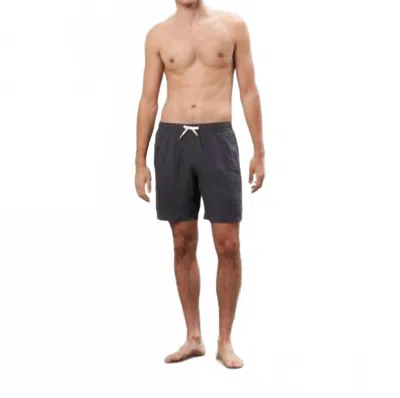 Hartford Linen Swim Short In Charcoal In Pink