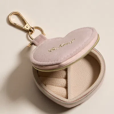Fashnzfab Be Kind Embroidered Heart Shaped Travel Jewelry Case Keychain Bag Charm In Multi