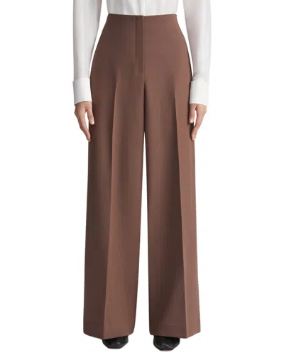 Lafayette 148 Thames Wide Leg Wool-blend Pant In Brown