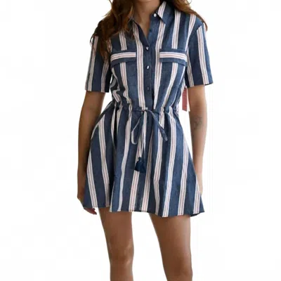 Never A Wallflower Kelli Short Dress In Blue Stripe In Blue