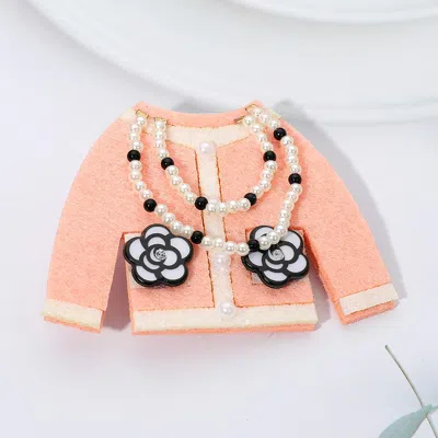 Fashnzfab Pearl Necklace Flower Pocket Design Chic Jacket Pin Brooch Hair Clip In Gray