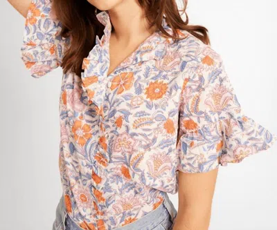 Mille Vanessa V-neck Top In Newport Floral In Gray