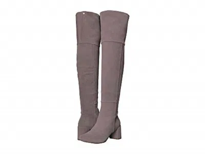 Taryn Rose Catherine Suede Leather Over The Knee Boots In Grey In Purple