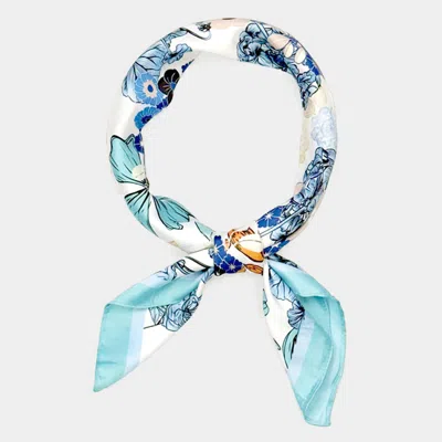Truedames Earthy Floral Garden Printed Square Silky Satin Scarf In Multi