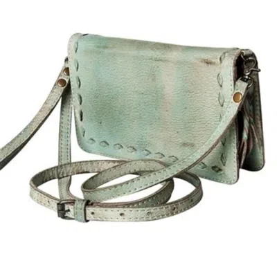 Never Mind Women's Leather Crossbody Organizer Wallet In Antiqued Teal In Multi