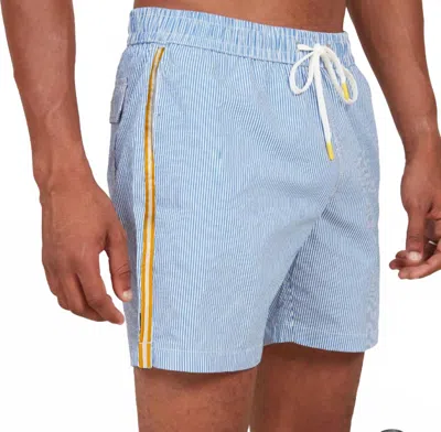 Hartford Seersucker Swim Short In Navy In Blue