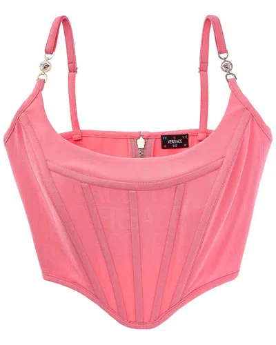 Versace Wool & Silk-blend Top In Pink