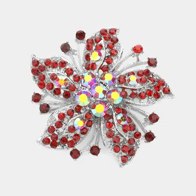 Fashnzfab Crystal Rhinestone Flower Pin Brooch In Metallic