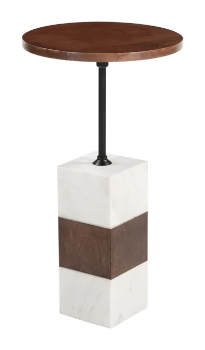 Hivvago Stuk Side Table Brown & White In Brown