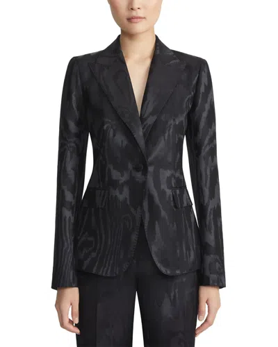 Lafayette 148 Petite Peak Lapel Wool & Silk-blend Blazer In Black