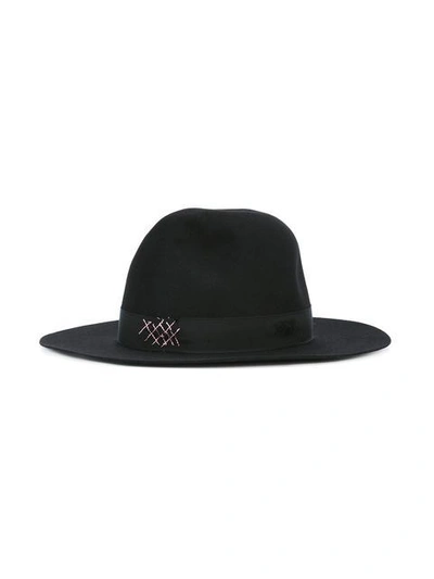 Shop Borsalino Strap Detail Fedora Hat In Black