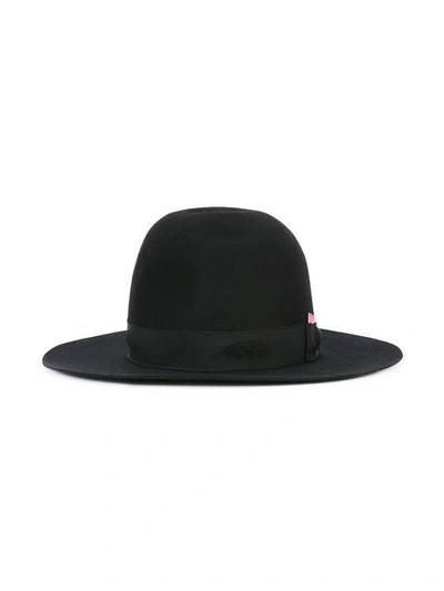 Shop Borsalino Strap Detail Fedora Hat In Black