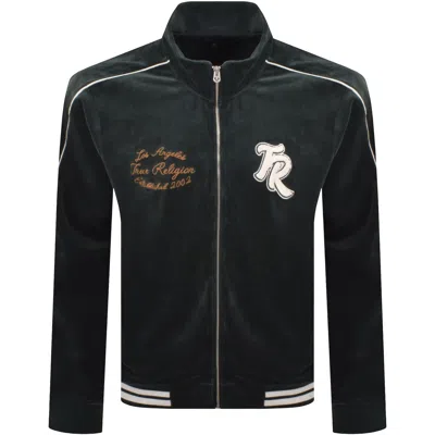 True Religion Velour Track Jacket Green In Black