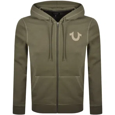 True Religion Floating Horseshoe Zip Hoodie In Green