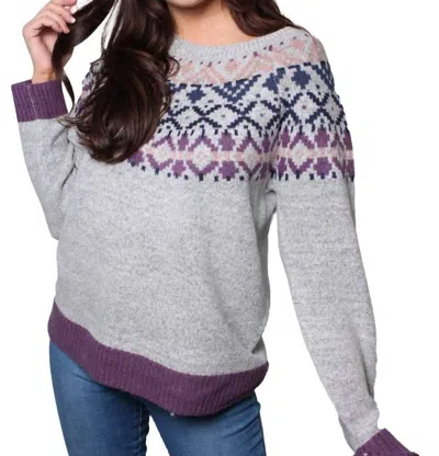 Keren Hart Jacquard Knit Pullover Sweater In Gray Multi In Gray