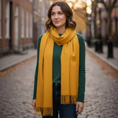 Truedames Solid Cashmere Blend Soft Wrap Shawl Scarf In Yellow