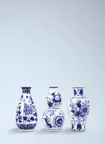 &k Amsterdam Set Of Three Dutch Delight Vase In Blue