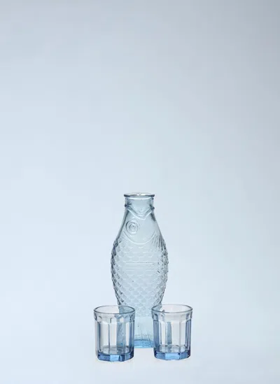 Serax Fish Carafe And Glasses Set In Blue