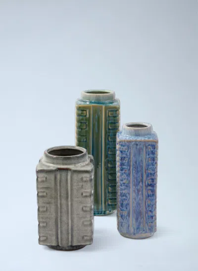 Polspotten Set Of Three Small City Vase In Multi